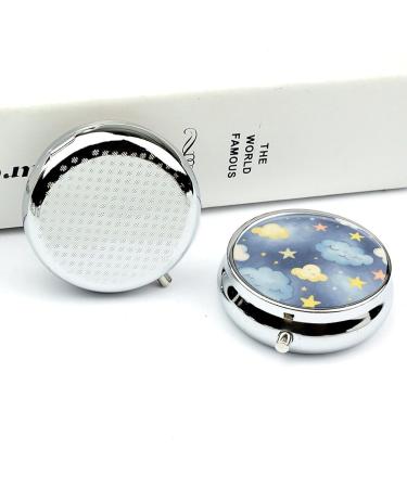 Travel Pill Box - 3 Compartment Portable Organizer with Stars & Clouds Design | Small Pill Case for Purse & Pocket - Ideal for Travel - Buy Online on GoSupps.com