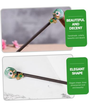 Angoily Hairpin Antique Hair Fork Ancient Chinese Hair Pins Girls Barrettes for Hair Vintage Hair Stick Wedding Hair Clip Chinese Hair Fork Tiara Wooden Aventurine Jade Jiangnan - Buy Online on GoSupps.com
