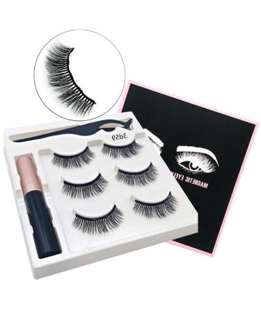 Magnetic Eyelashes And Eyeliner Kit 3 Pairs Reusable Magnetic Lashes With Eyeliner 3D Natural Look False Eyelashes Magnetic Eyelashes Natural Looking Lashes