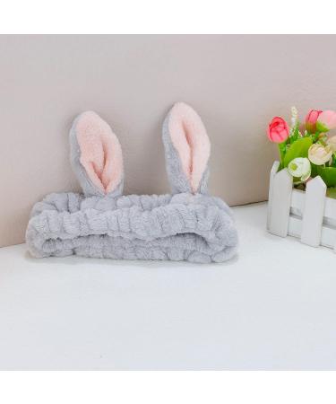 YISSION 2PCS Bunny Ears Spa Headband for Face Wash and Makeup - No Slip Elastic Hair Band for Skincare - White Gray - Buy Online on GoSupps.com