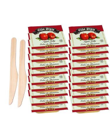 Sweeten Your Day On-the-Go Apple Jelly Portion Individuelle - Olde Style Apple Jam for that on the go sweetness - Apple Jelly Toast - Gelee de pommes 10gr per pack - 20 pack total Comes with a one of a kind sticker by PaLiSoL CREATiONS and wooden knives !
