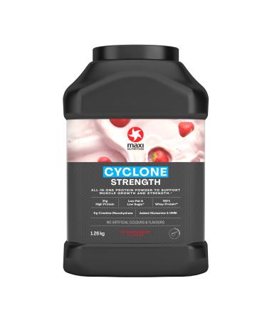 MaxiNutrition - Cyclone Strawberry - Premium Whey Protein Powder with Added Creatine Low in Sugar and Fat Vegetarian-Friendly - 31g Protein 205 kcal per Serving 1.26kg Strawberry 1.26 kg (Pack of 1)