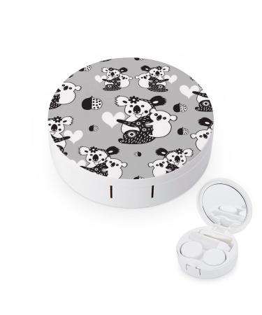 Funny Koala Baby Round Case For Contact Lens Kit Storage Box with Mirror Printed