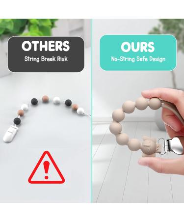 COZYPANDA Silicone Pacifier Clip - BPA Free Teething Beads Design for Baby Boy/Girl - Pack of 3 - Keep Pacifiers, Teethers, and Toys in Place - Buy Online on GoSupps.com