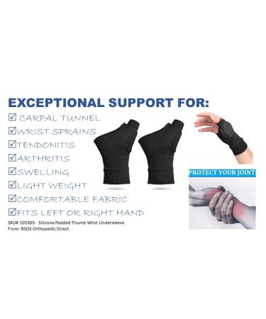 Buy BSOS Orthopedic Padded Undersleeve for Thumb Splint - Soft Hand Sock with Silicone Pad | Medium/Large Black - Ideal for Comfort & Protection - Buy Online on GoSupps.com