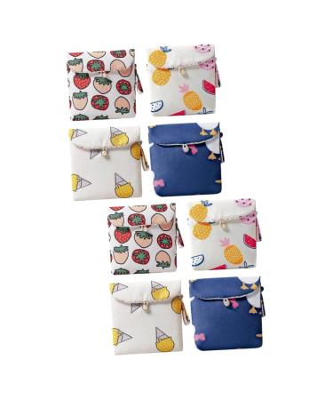 Lurrose 2 sentences 4 pcs pack with women's bandages wallet for children period pad bag pocket wallet wallet for women tinge coin bag cotton bales cotton miniature travel different colors x 2 pieces 13x13cmx2pcs