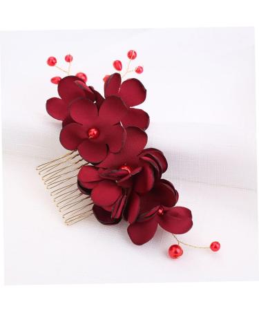 Housoutil 1pc Women Hair Accessories Accesorios Para Wedding Decoration Girl Hair Clips Hair Clips for Men Hair Accessories for Girls Rhinestone Headpiece Comb Red Korean Bride - Buy Online on GoSupps.com