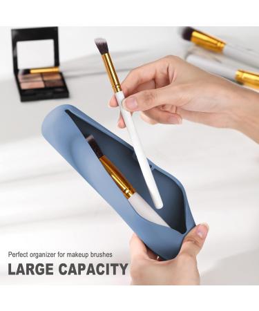Fvion Travel Make-Up Brush Holder - Silicone Cosmetics Organizer Portable Travel Pocket (Blue) - Buy Online on GoSupps.com