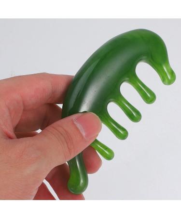 Minkissy Jade Scalp Massage Comb | Natural Wide Tooth Gua Sha Comb for Hair Growth & Antistatic Head Massage Device - Buy Online on GoSupps.com
