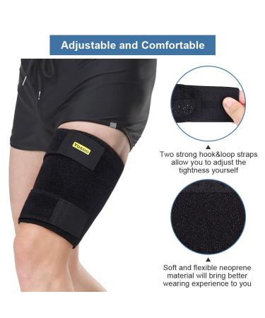 Thigh Bandage for Muscle Fiber Tear | Adjustable Neoprene Compression Sleeves with Velcro | Pain Relief & Rehabilitation - Buy Online on GoSupps.com