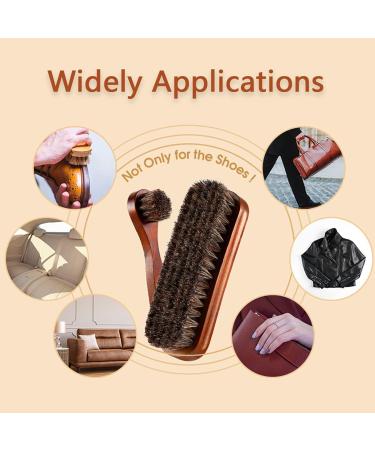 Premium Horse Hair Shoe & Boot Brush Set with Wooden Handles - Brown - Buy Online on GoSupps.com