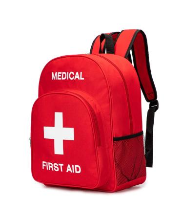 PAXLAMB Red First Aid Bag Empty First Aid Backpack Empty Medical Storage Bag for First Aid Kits Pack Emergency Hiking Backpacking Camping Cycling Travel Car (15.7 * 11.8 * 5.9)