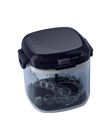 Storage case - hierarchical hollowed -out bracket box with mirror brush |Mundsichtui in food quality transparent travel utensils for mouth protection night protection orozonit sapphire blue