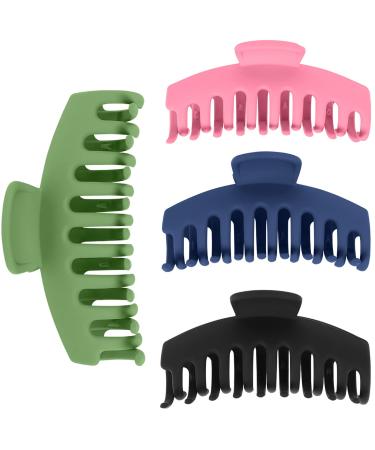 Hitituto Big Hair Claw Clips 6 Packs - 4.33 and 5.2 Inch Matte and Nonslip for Thick and Thin Long Hair Large Banana and Jaw Clips Hair Holder for Women Ladies
