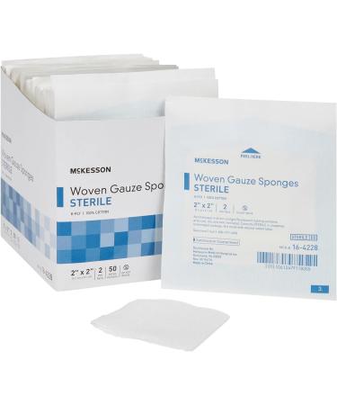 McKesson 8-Ply Sterile Gauze Sponges 2x2 - 100 Pack 2x2 Inch Gauze Sponges - Buy Online on GoSupps.com