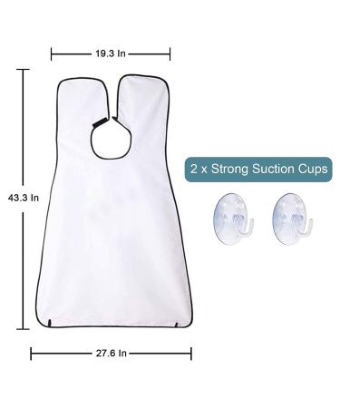 Beard Bib Beard Apron - Hair Catcher for Men Shaving & Trimming - Non-Stick Cape Grooming Cloth - Waterproof with Suction Cups - Best Gifts for Men (White) - Buy Online on GoSupps.com