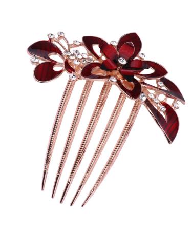 Minkissy hair jewelry combs side hair crested hair comb clips retro hair comb hairpins headdress for wedding ababrom (red) rhinestone hair side comb hairdress red+hair jewelry