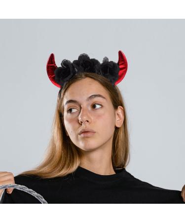 Beaupretty Halloween Horn Headband Horn Flower Headbands Gothic Black Horn Devil Hair Accessories for Halloween Costume - Buy Online on GoSupps.com
