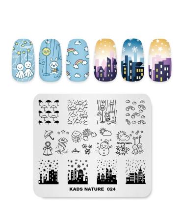 Kad's nail stamping plate sun doll weather rabbit rainbow stencil image design for DIY nail art and nail decoration (NA024)
