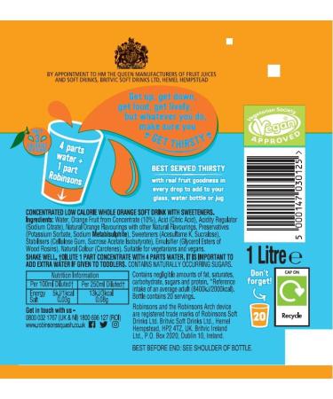 Robinsons Orange Squash 1L: Refreshing Citrus Drink for Hydration and Flavor - Buy Online on GoSupps.com
