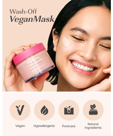Glam Up Brightening Pink Lemon Clay Mask - Vegan Hypoallergenic Detox Face Mask for Deep Cleansing and Pore Minimization - Organic Clean Beauty Skincare - Buy Online on GoSupps.com