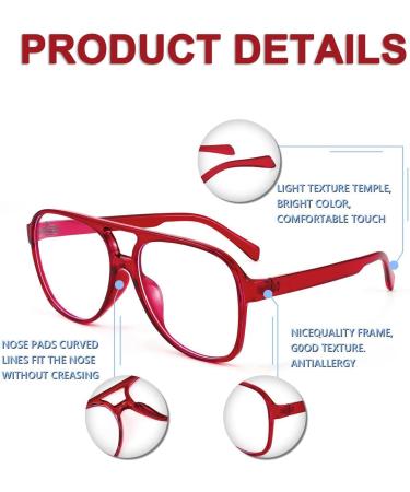 Feizedy Retro 70s 80s Blue Light Filter Glasses for Women & Men - B2888 Red Frame 60mm | Blue Light Blocking PC Gaming Glasses - Buy Online on GoSupps.com