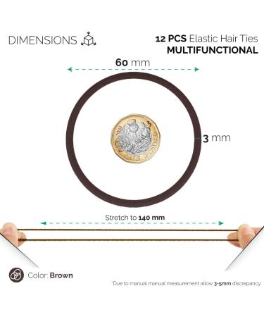 12 PCS BROWN Elastic Hair Bands 3mm Elastic Hair Ties Ponytail Holders Bulk Hair Ties No Metal Gentle Elastics for Women Men Girls Kids (Brown) - A2THIBRO - Buy Online on GoSupps.com