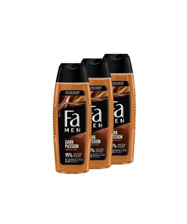 handle FA Dark Passion Shower gel for men 3 x 250 ml 2in1 for body and hair with the masculine scent of seductive sandalwood and oriental spices mild and vegan formula