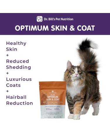 Feline Optimum Skin & Coat (180g) - Reduce Shedding and Hairballs for Healthy Fur | Biotin, Marine Collagen, Omega-3, Hyaluronic Acid, Folic Acid - Buy Online on GoSupps.com