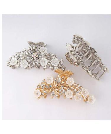 Elegant Gold Hollow Metal Carving Hair Clip with Imitation Pearls & Rhinestones | Retro Jaw Clamp for Women - Buy Online on GoSupps.com