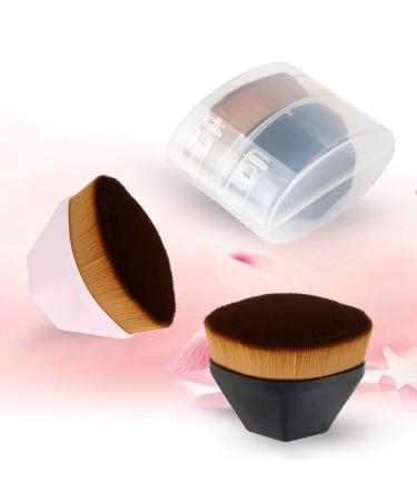 Flat Top Kabuki Foundation Makeup Brush 2 Pack - Multi-functional for Liquid, Cream, and Powder Cosmetics - with Portable Case - Black and Pink - Buy Online on GoSupps.com