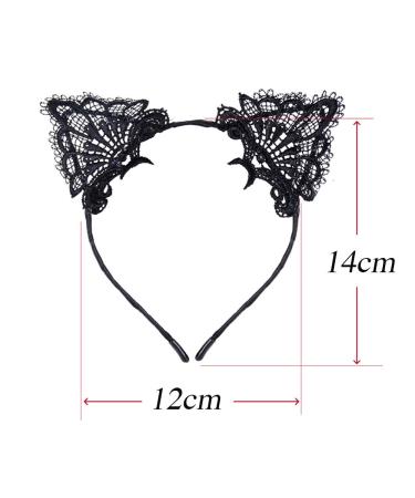 5 Pcs Cat Ears Hair Ripe - Lace Ladies Hair Accessories with Black Rhinestone Silver Cat Ears | International Shipping Available - Buy Online on GoSupps.com
