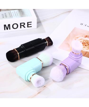 Vtrem Retractable Travel Makeup Brush Set - Kabuki Double-Ended Foundation & Blush Brushes in Blue Black Purple | Mini Compact Face Brush for Flawless Powder & Highlighter - Buy Online on GoSupps.com