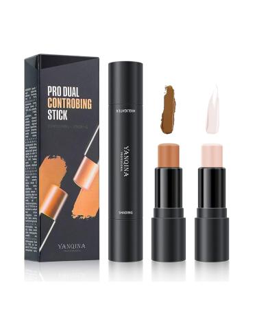 MIRORA Contour Stick  Concealer Contour  Shading Highlighter Stick for Makeup  2 in 1 effect Face Cosmetics (2 Colors  Lvory  Dark Brown) 01:Lvory + Dark Brown