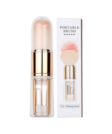Retractable Powder Brush | Cosmetics Brush Set 5-In-1 Travel Powder Makeup Brush Portable Concealer Eyeshadow Brushes for All Face Makeup rose gold