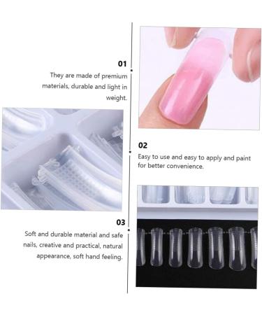 Healeved 1 Set Nail Extension Manicure Clear Acrylic Nails Tips Acrylic Nail Art Pen Nails Brush Dual End Round Tips Nail Decorations for Nail Art Nail Gel Crystal Suit Plastic French White 20x10cm White - Buy Online on GoSupps.com