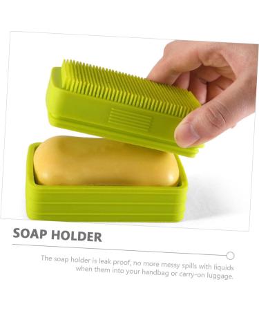 Green Healeved Box Soap Dish with Scalp Massagers, Loofah, and Silicone Shower Accessories - Buy Online on GoSupps.com