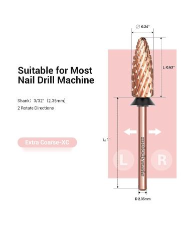 MelodySusie Carbide Tungsten Nail Drill Bit 3/32'' Extra Coarse Long Flame - Rose Gold Series for Manicure Pedicure Gel Polishing - Buy Online on GoSupps.com