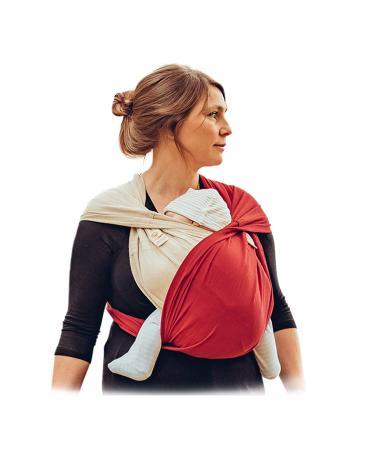 BabyTuch sling baby new born without tying 3 stagnation of wear 100% cotton - Made in Austria |Koala sling baby without tying |Baby application 7 cherry red