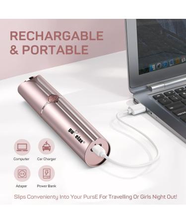 USB Rechargeable Facial Hair Remover for Women | Painless Lady Shaver with LED Light | Waterproof Hair Removal Device by guRelax - Rose Gold (2 Replacement Heads) + Flannel Bag - Buy Online on GoSupps.com