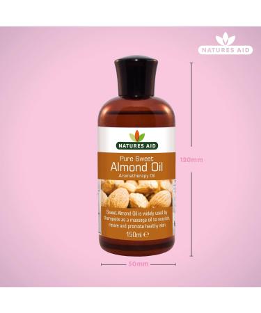 Natures Aid Almond Oil Pure Sweet Almond Oil Massage Oil Suited to Dry Sensitive Skin 150 ml (Pack of 5) - Buy Online on GoSupps.com