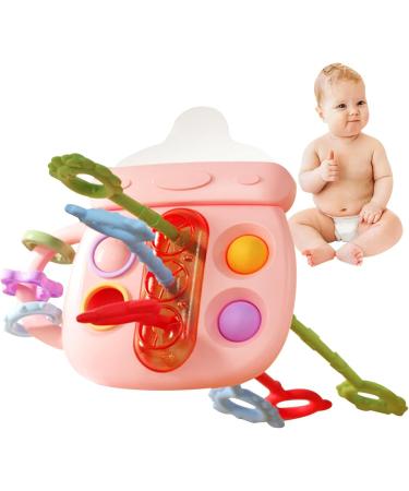 Buy Sensory Tensile Cutting Toys - Bottle-Shaped Dental Aid for Babies & Kids | Silicone Teething Toys in Sweet Pink - Buy Online on GoSupps.com