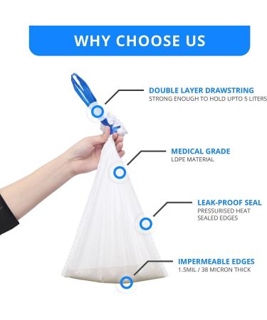 KAREMAXX Commode Liners Disposable 100 Pack - Leak Proof Portable Toilet Bags for Adults - Strong Drawstring, Clean & Hygienic Experience - No Absorbent Pads - Universal Fit - Buy Online on GoSupps.com