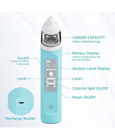 NZBOMU Baby Nasal Aspirator - Electric Nose Suction with 3 Silicone Tips | Rechargeable, 5 Levels of Suction, Music & Light - Buy Online on GoSupps.com