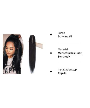 SEGO Ponytail Extension - Real 100% Remy Hair Clip-In Braid Black #1 14 (35cm) 105g - International Shipping Available - Buy Online on GoSupps.com