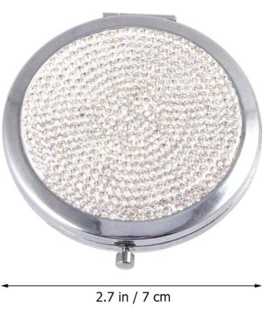 1pc Cosmetic Pocket Mirror Round Makeup Mirror Bling Makeup Mirror Pocket Purse Mirrors Rhinestone Mirror Handheld Small Mirror Metal Purse Mirror White Hand Mirror Travel Foldable - Buy Online on GoSupps.com