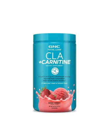 GNC Total Lean CLA + Carnitine | Improves Body Composition and Fuels Muscle Recovery Stimulant Free and Sugar Free | Berry Sorbet | 60 Servings