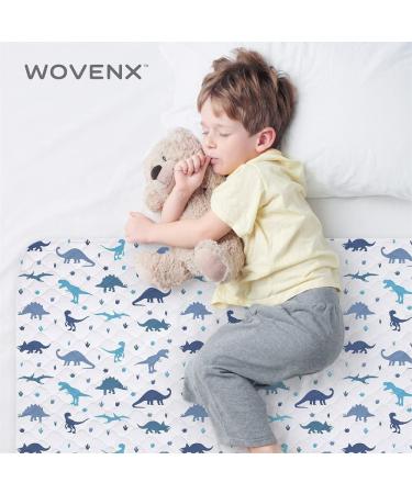 Wovenx Organic Incontinence Pads for Kids & Toddlers - Waterproof 5-Layer Overnight Bed Wetting Protectors - Reusable & Washable Pee Pads - Blue Dinosaurs - Fits Twin to Full Size Beds - Buy Online on GoSupps.com