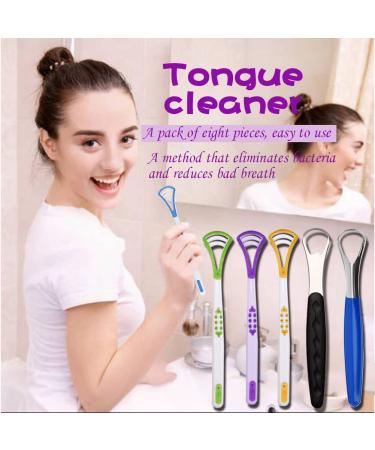 XIN HUA Tongue Brush (4+4pack) for Adults and Kids - Stainless Steel and Plastic Tongue Scraper Cleaner for Bad Breath - Buy Online on GoSupps.com