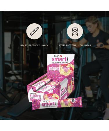 PhD Nutrition Smart Bar Protein Bar 24x32g Birthday Cake - High Protein Snack with 20g Protein and Low Sugar Macro-Friendly Protein Bar - Buy Online on GoSupps.com